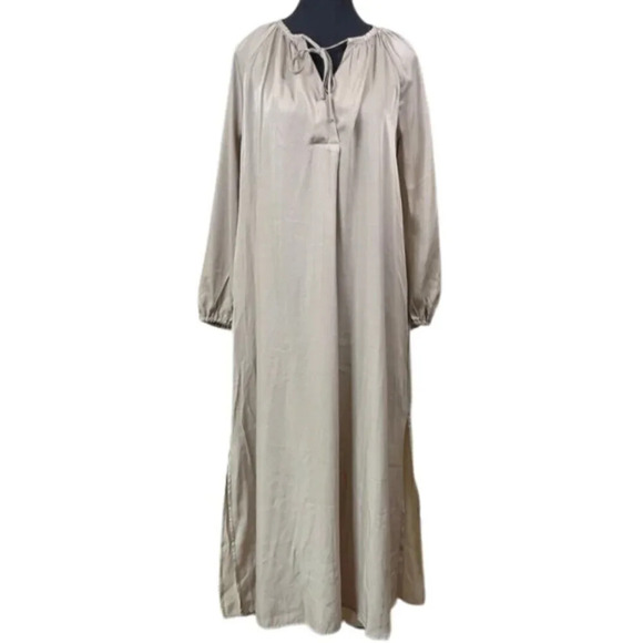 H&M Womens Size Xsmall Calf  Length Oversize Beige Midi Dress - Picture 1 of 16